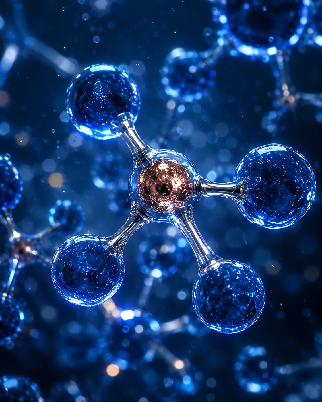 Representação molecular em tons de azul