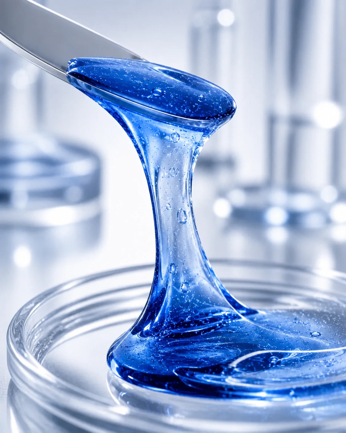 Detalhe da textura azul do Sérum GHK-Cu